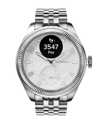 Horloge Withings SCANWATCH NOVA BRILLIANT TITANIUM HWA10-10 Analoog-digitaal Behuizing Saffier Wit Bracelette Roestvrij staal Staal Etanchéiteiten 5BA