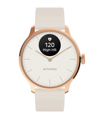 Horloge Withings SCANWATCH LIGHT Dames HWA11-01 Analoog-digitaal Behuizing Saffier Wit Bracelette Silicone Beige Etanchéiteiten 5BAR