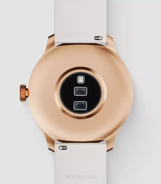 Montre Withings SCANWATCH LIGHT Femme HWA11-01 Analogue-Digital Cadran Saphir Blanc Bracelet Silicone Beige Etanchéité 5BAR