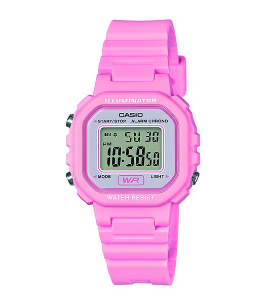 Montre CASIO CASIO COLLECTION Femme LA-20WH-4A1EF Digital Cadran Acrylique Blanc Bracelet RESINE Rose Boucle ardillon
