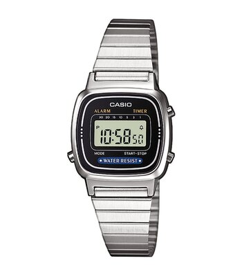 Montre CASIO CASIO COLLECTION RETRO Unisexe LA670WEA-1EF Digital Cadran Acrylique Noir Bracelet Acier inoxydable Acier Clip / clasp