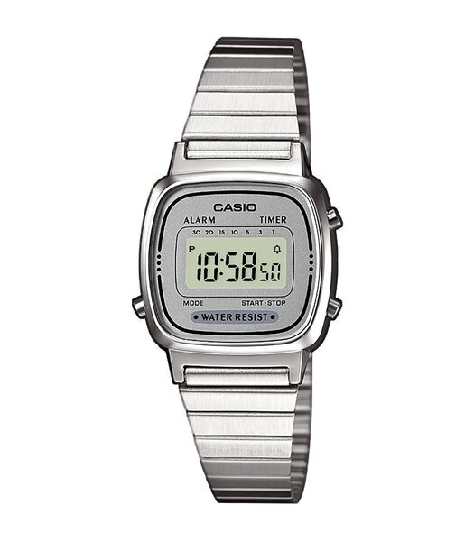 Horloge CASIO CASIO COLLECTION RETRO Unisex LA670WEA-7EF Digitaal Behuizing Acryl Grijs Bracelette Roestvrij staal Staal Clip / clasp