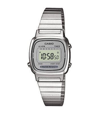 Montre CASIO CASIO COLLECTION RETRO Unisexe LA670WEA-7EF Digital Cadran Acrylique Gris Bracelet Acier inoxydable Acier Clip / clasp