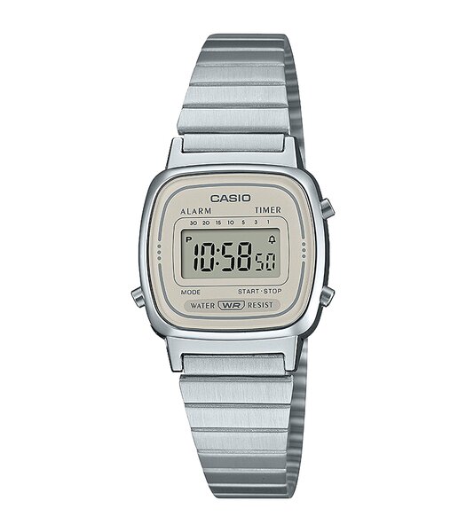 Horloge CASIO CASIO COLLECTION RETRO Unisex LA670WEA-8AEF Digitaal Behuizing Acryl Grijs Bracelette Roestvrij staal Zilverkleurig Boucle déployante Et