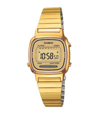 Montre CASIO CASIO COLLECTION RETRO Unisexe LA670WEGA-9EF Digital Cadran Acrylique Jaune Bracelet Acier inoxydable Or jaune Clip / clasp