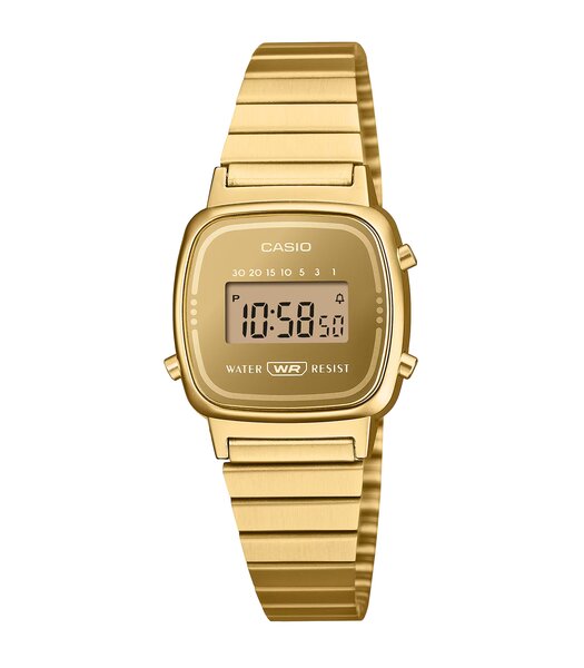 Horloge CASIO CASIO COLLECTION RETRO Unisex LA670WEGS-9AEF Digitaal Behuizing Mineraal Geel Armband Roestvrij staal Staal / geel goud