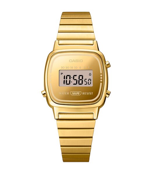 Horloge CASIO CASIO COLLECTION RETRO Unisex LA670WEGS-9AEF Digitaal Behuizing Mineraal Geel Armband Roestvrij staal Staal / geel goud