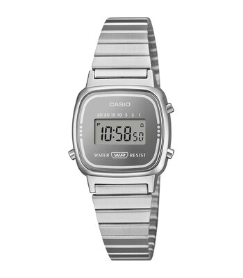 Montre CASIO CASIO COLLECTION RETRO Unisexe LA670WES-7AEF Digital Cadran Minéral Gris Bracelet Acier inoxydable Acier