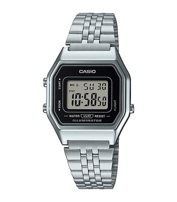 Montre CASIO CASIO COLLECTION RETRO Unisexe LA680WEA-1EF Digital Cadran Acrylique Noir Bracelet Acier inoxydable Argenté
