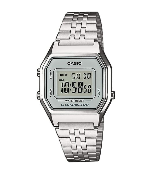 Horloge CASIO CASIO COLLECTION RETRO Unisex LA680WEA-7EF Digitaal Behuizing Acryl Grijs Bracelette Roestvrij staal Staal Clip / clasp