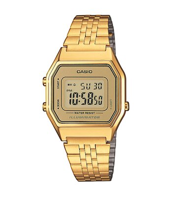 Montre CASIO CASIO COLLECTION RETRO Unisexe LA680WEGA-9ER Digital Cadran Acrylique Jaune Bracelet Acier inoxydable Or jaune Clip / clasp
