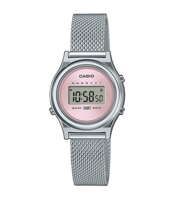 Montre CASIO CASIO COLLECTION RETRO Femme LA700WEM-4AEF Digital Cadran Acrylique Rose Bracelet Acier inoxydable Argenté