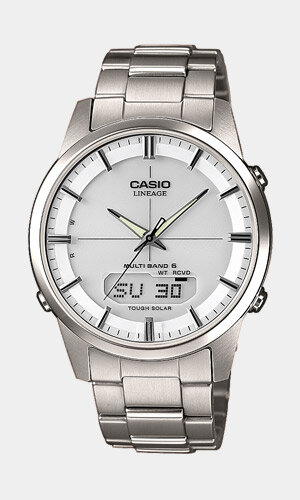 Horloge CASIO RADIO CONTROLLED WATCHES Heren LCW-M170TD-7AER Digitaal + analoog Behuizing Saffier Wit Bracelette Titanium Grijs Boucle déployante Etan