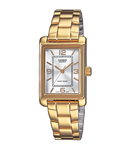 Montre CASIO CASIO COLLECTION Unisexe LTP-1234PG-7AEG Analogue Cadran MINERAL Blanc Bracelet Acier inoxydable Or jaune BOUCLE DEPLOYANTE