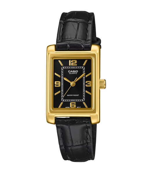Montre CASIO CASIO COLLECTION Femme LTP-1234PGL-1AEF Analogique Cadran Minéral Noir Bracelet Cuir Noir