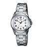 Horloge CASIO CASIO COLLECTION Unisex LTP-1259PD-7BEG Analoog Behuizing MINERAAL Wit Armband Roestvrij staal Staal UITKLAPBARE BOEGEN