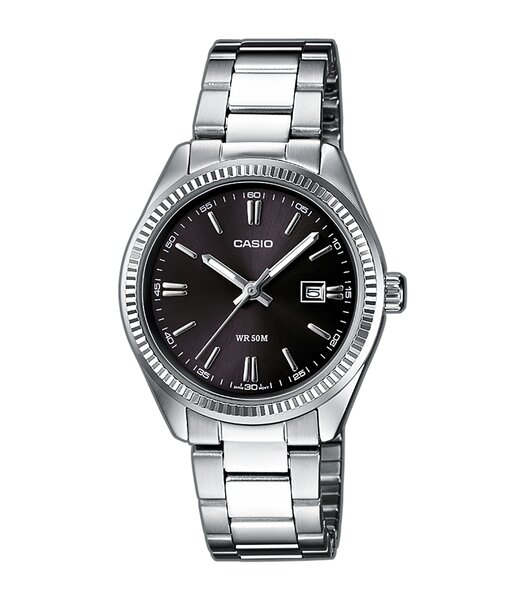 Montre CASIO CASIO COLLECTION Homme LTP-1302PD-1A1VEG Analogue Cadran MINERAL Noir Bracelet Acier inoxydable Acier BOUCLE DEPLOYANTE Etanchéité 5BAR