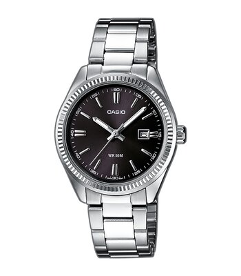 Montre CASIO CASIO COLLECTION Homme LTP-1302PD-1A1VEG Analogue Cadran MINERAL Noir Bracelet Acier inoxydable Acier BOUCLE DEPLOYANTE Etanchéité 5BAR