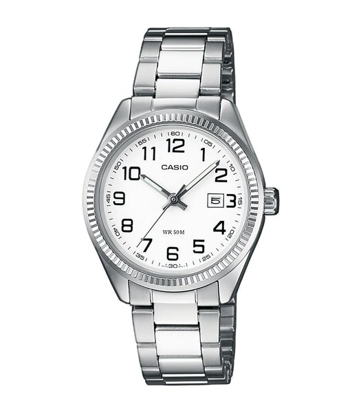 Montre CASIO CASIO COLLECTION Unisexe LTP-1302PD-7BVEG Analogue Cadran MINERAL Blanc Bracelet Acier inoxydable Acier BOUCLE DEPLOYANTE Etanchéité 5BAR
