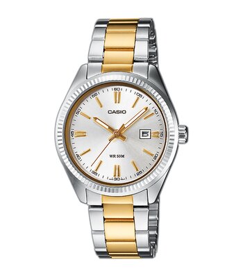 Montre CASIO CASIO COLLECTION Unisexe LTP-1302PSG-7AVEG Analogue Cadran MINERAL Gris Bracelet Acier inoxydable Acier / or jaune BOUCLE DEPLOYANTE Etan