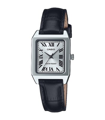Horloge CASIO CASIO COLLECTION Unisex LTP-B150L-7B1EF Analoog Behuizing Acryl Zilverkleurig Armband Leer Zwart Uitklapbare lus