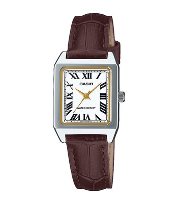 Horloge CASIO CASIO COLLECTION Unisex LTP-B150L-7B2EF Analoog Behuizing Acryl Zilverkleurig Armband Leer Bruin Uitklapbare lus