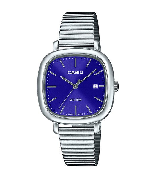Horloge CASIO CASIO COLLECTION Dames LTP-B166D-2AVEF Analoog Behuizing MINERAAL Blauw Bracelette Roestvrij staal Zilverkleurig Etanchéiteiten 5BAR