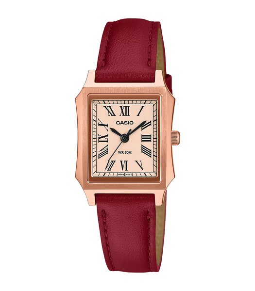 Montre CASIO CASIO COLLECTION Femme LTP-B190RGL-4BVER Analogique Cadran Minéral Beige Bracelet Cuir Brun Etanchéité 5 ATM