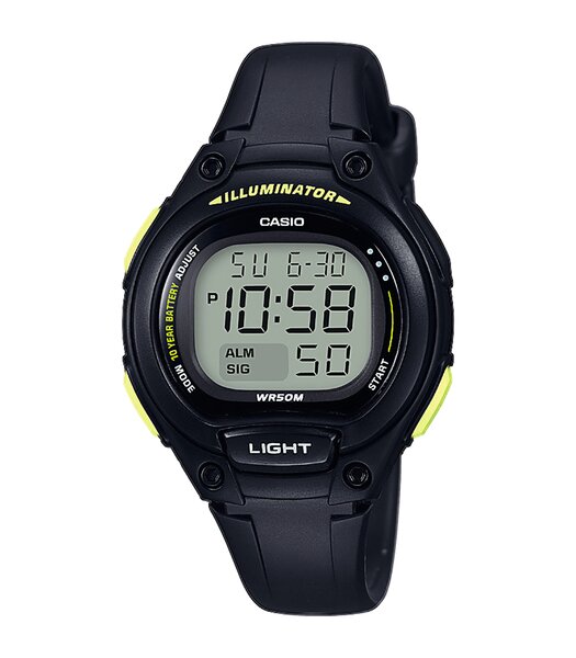 Horloge CASIO CASIO COLLECTION Unisex LW-203-1BVEF Digitaal Behuizing Acryl Zwart Bracelette HARS Zwart Boucle ardillon Etanchéiteiten 5BAR