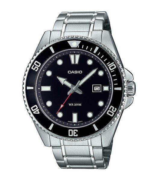 Montre CASIO CASIO COLLECTION Homme MDV-107D-1A1VEF Analogue Cadran MINERAL Noir Bracelet Acier inoxydable Argenté Boucle déployante Etanchéité 20BAR