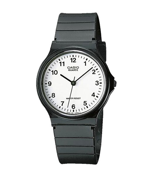 Horloge CASIO CASIO COLLECTION Unisex MQ-24-7BLLEG Analoog Behuizing Acryl Wit Bracelette HARS Zwart Boucle ardillon