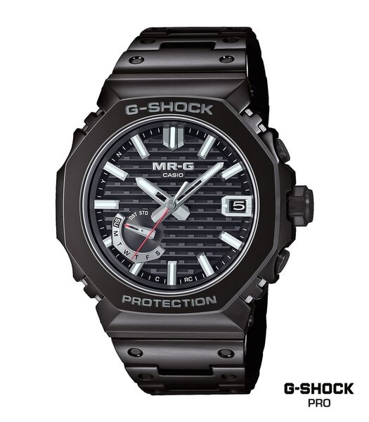 Horloge CASIO G-SHOCK Heren MRG-B2100B-1ADR Analoog Behuizing Saffier Zwart Bracelette Titanium Zwart Etanchéiteiten 20BAR