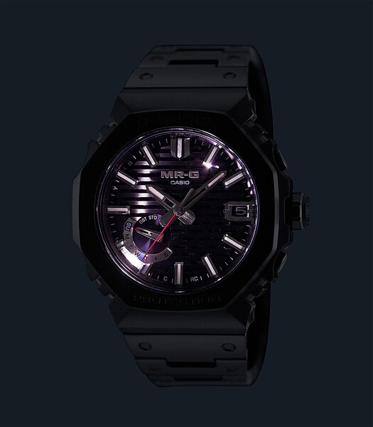 Horloge CASIO G-SHOCK Heren MRG-B2100B-1ADR Analoog Behuizing Saffier Zwart Bracelette Titanium Zwart Etanchéiteiten 20BAR