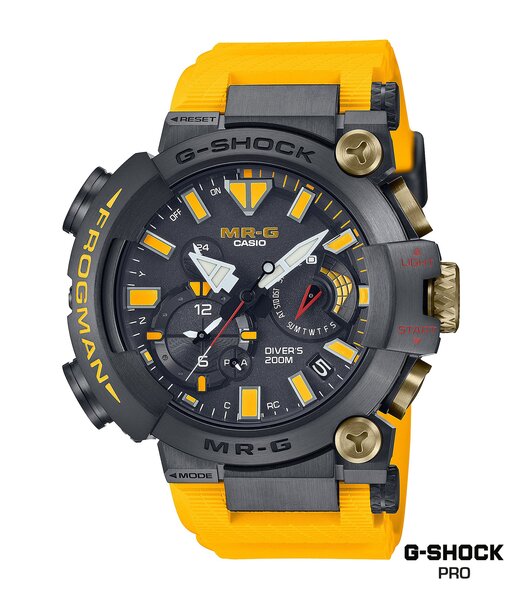 Horloge CASIO G-SHOCK Heren MRG-BF1000E-1A9DR Analoog Behuizing Saffier Goud Bracelette Hars Zwart Boucle déployante Etanchéiteiten 20BAR