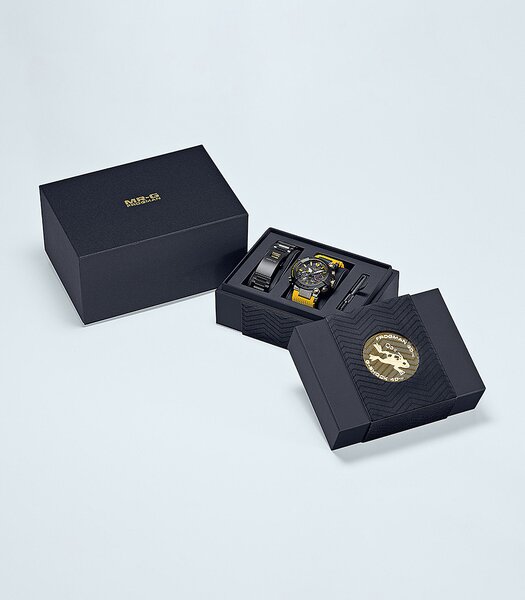Horloge CASIO G-SHOCK Heren MRG-BF1000E-1A9DR Analoog Behuizing Saffier Goud Bracelette Hars Zwart Boucle déployante Etanchéiteiten 20BAR