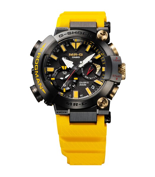 Horloge CASIO G-SHOCK Heren MRG-BF1000E-1A9DR Analoog Behuizing Saffier Goud Bracelette Hars Zwart Boucle déployante Etanchéiteiten 20BAR