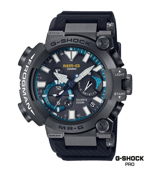 Horloge CASIO G-SHOCK Heren MRG-BF1000R-1ADR Analoog Behuizing Saffier Zwart Bracelette Hars Zwart Boucle déployante Etanchéiteiten 20BAR