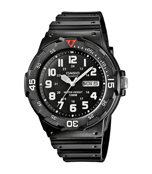 Horloge CASIO CASIO COLLECTION Heren MRW-200H-1BVEG Analoog Behuizing Acryl Zwart Bracelette HARS Zwart Boucle ardillon Etanchéiteiten 10BAR