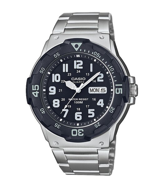 Horloge CASIO CASIO COLLECTION Heren MRW-200HD-1BVEF Analoog Behuizing Acryl Zwart Bracelette Roestvrij staal Staal BOUCLE DEPLOYANTE Etanchéiteiten 1
