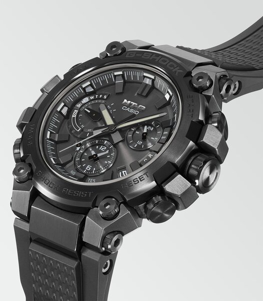 Horloge CASIO G-SHOCK Heren MTG-B3000B-1AER Analoog Behuizing Saffier Zwart Bracelette Hars Zwart Boucle déployante Etanchéiteiten 20BAR