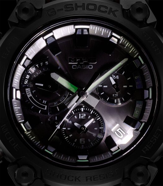 Horloge CASIO G-SHOCK Heren MTG-B3000B-1AER Analoog Behuizing Saffier Zwart Bracelette Hars Zwart Boucle déployante Etanchéiteiten 20BAR