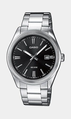 Montre CASIO CASIO COLLECTION Homme MTP-1302PD-1A1VEF Analogue Cadran MINERAL Noir Bracelet Acier inoxydable Acier BOUCLE DEPLOYANTE Etanchéité 5BAR