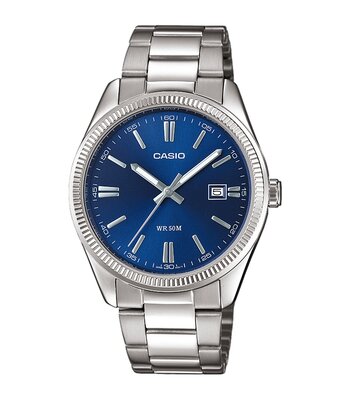 Horloge CASIO CASIO COLLECTION Heren MTP-1302PD-2AVEF Analoog Behuizing MINERAAL Blauw Bracelette Roestvrij staal Staal BOUCLE DEPLOYANTE Etanchéiteit