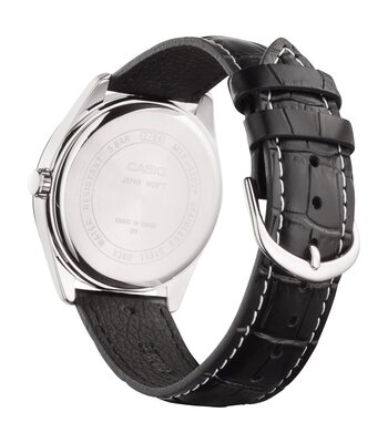 Montre CASIO CASIO COLLECTION Homme MTP-1302PL-7BVEF Analogue Cadran MINERAL Blanc Bracelet Cuir Noir Boucle ardillon Etanchéité 5BAR