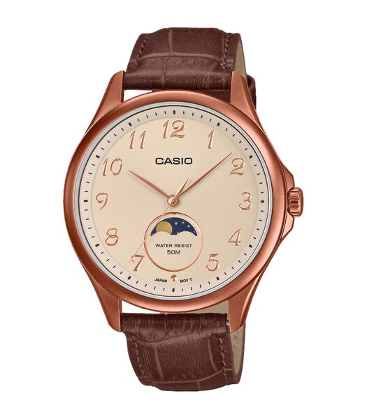 Horloge CASIO CASIO COLLECTION Heren MTP-M110RL-5AVER Analoog Behuizing MINERAAL Bruin Bracelette Leer Bruin Etanchéiteiten 5BAR