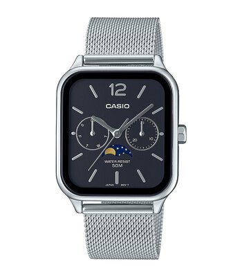 Horloge CASIO CASIO COLLECTION Unisex MTP-M305M-1AVER Analoog Behuizing Saffier Zwart Armband Roestvrij staal Staal Uitklapbare lus Waterdichtheid 10