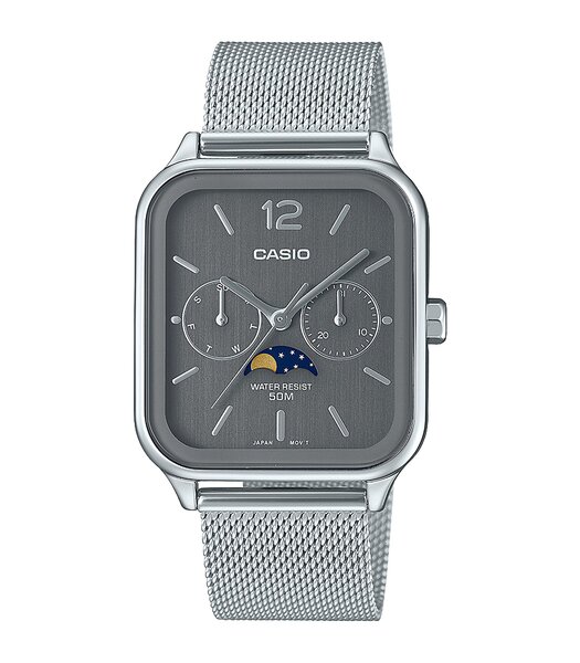 Horloge CASIO CASIO COLLECTION Unisex MTP-M305M-8AVER Analoog Behuizing Saffier Zwart Armband Roestvrij staal Staal Uitklapbare lus Waterdichtheid 10