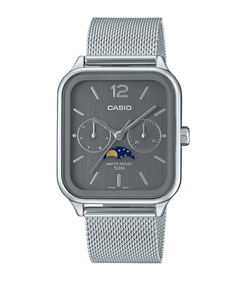 Horloge CASIO CASIO COLLECTION Unisex MTP-M305M-8AVER Analoog Behuizing Saffier Zwart Armband Roestvrij staal Staal Uitklapbare lus Waterdichtheid 10