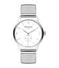 Horloge PONTIAC ARTHUR Heren P20138 Analoog Behuizing Saffier Wit Bracelette Rekbaar Zilverkleurig Etanchéiteiten 5 ATM