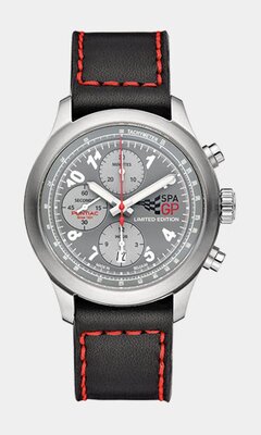 Horloge PONTIAC RACING Heren P50002 Analoog Behuizing Saffier Grijs Bracelette Leer Zwart Boucle ardillon Etanchéiteiten 5 ATM